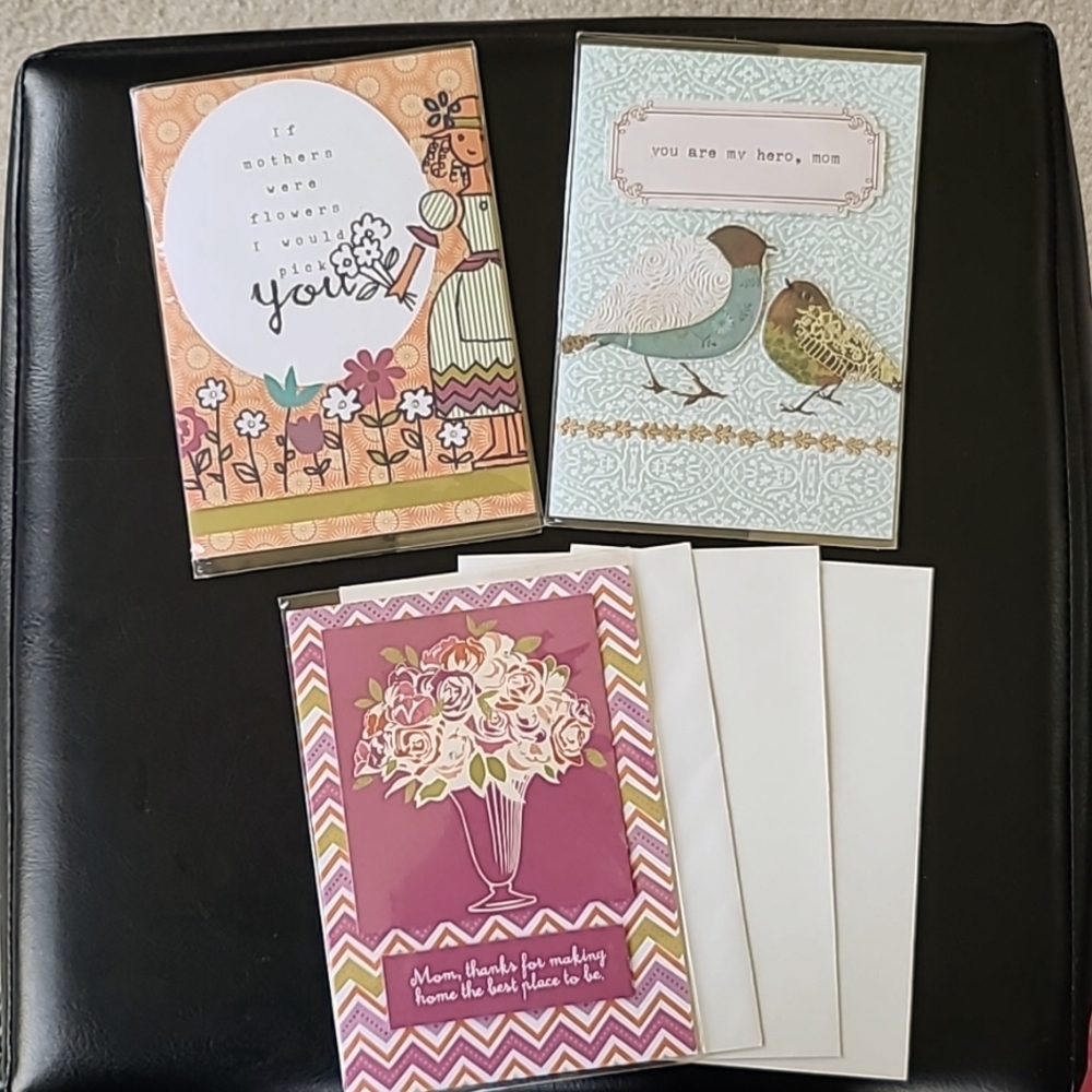 3 Mother's Day Greeting Cards with handmade designs and signed by the artisans